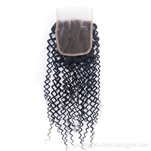 Hot Selling Wholesale Curly Wave 10A Grade Virgin Brazilian 100% Unprocessed Human Hair Lace Closure